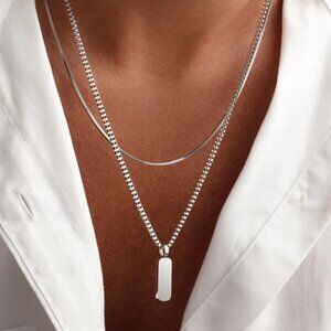 Minimal Pendant Necklace Duo Silver By Sylvania Grant Jewelry REDUCED